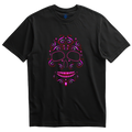 Playera negra calavera filigrana magenta