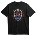 Playera negra calavera neón radiante