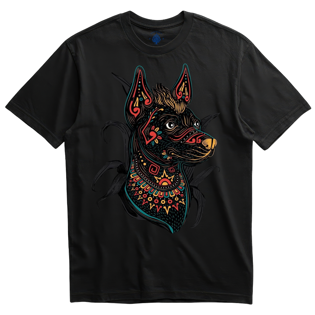 Playera negra Xoloitzcuintle prehispánico Día de Muertos
