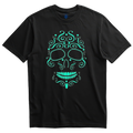 Playera negra calavera filigrana verde menta