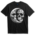 Playera negra calaveras luna blanco y negro