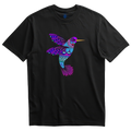 Playera negra colibrí mandala morado
