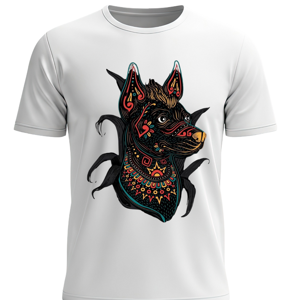 Playera blanca Xoloitzcuintle prehispánico Día de Muertos