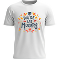 Playera blanca Día de los Muertos lettering floral