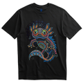 Playera negra ajolote estilo huichol