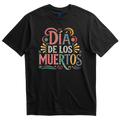 Playera negra Día de los Muertos lettering colorido