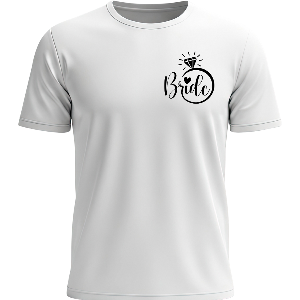 playera para despedida de solteras Bride y anillo con diamante