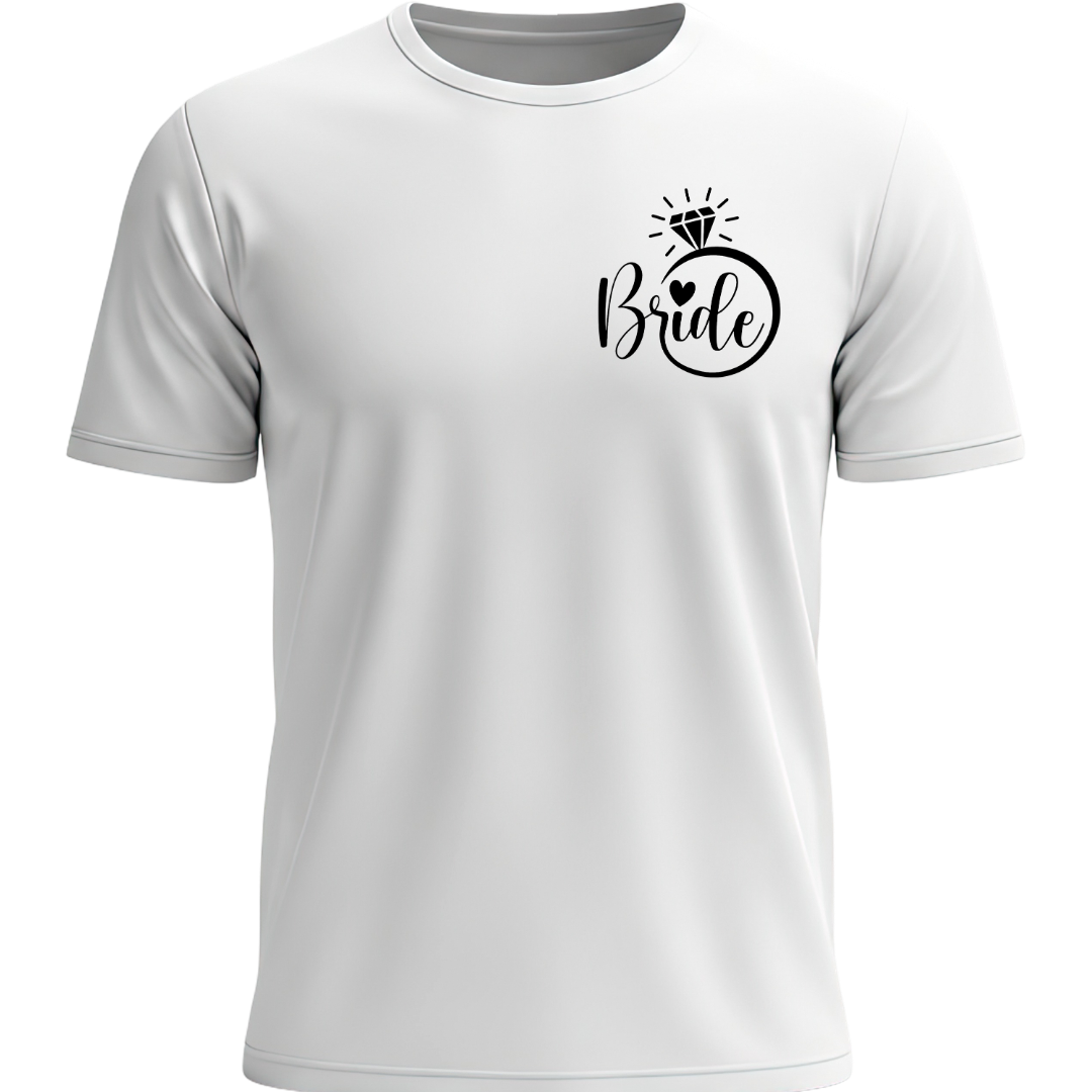 playera para despedida de solteras Bride y anillo con diamante