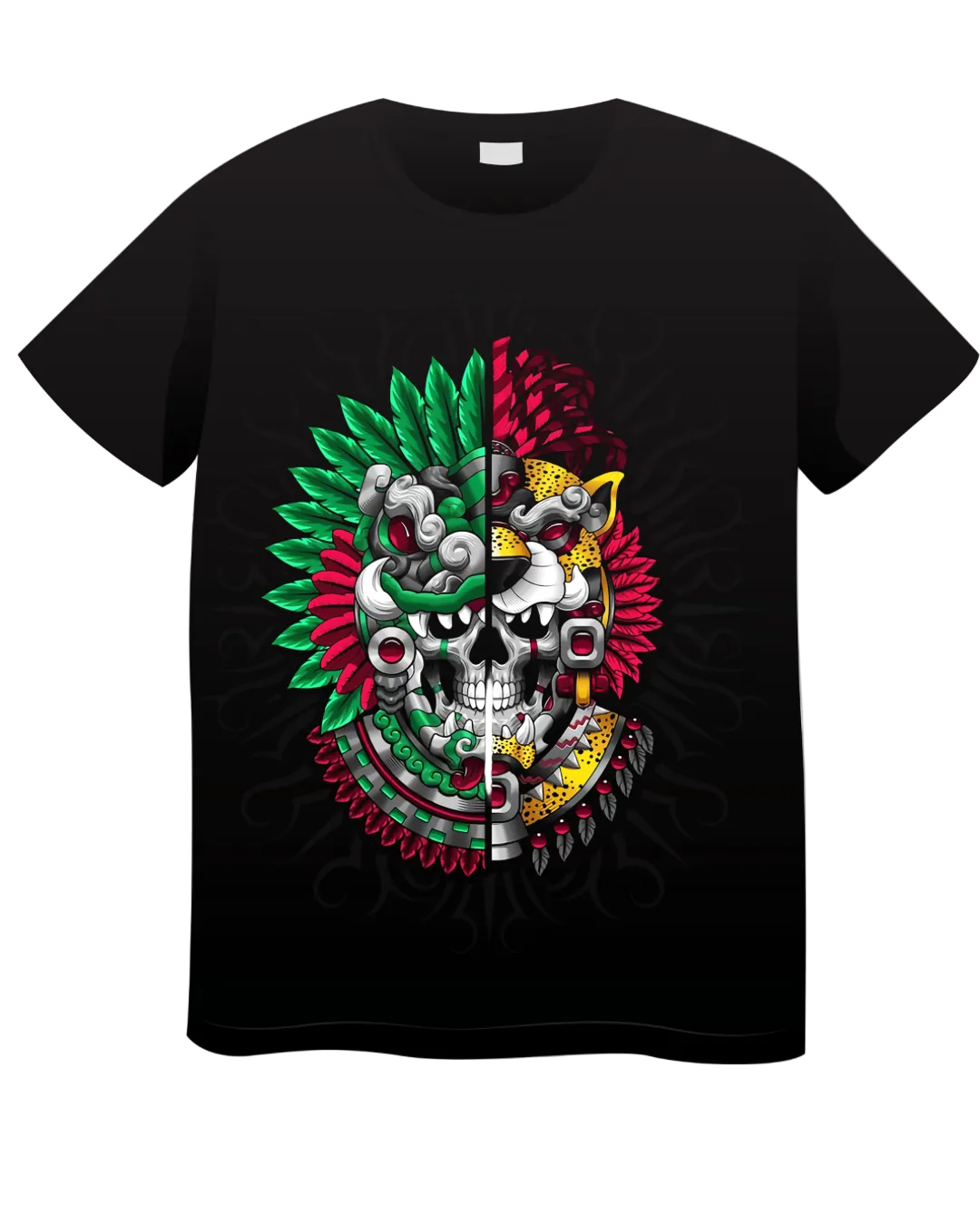 Calavera Guerrero Jaguar Azteca | Camiseta Prehispánica