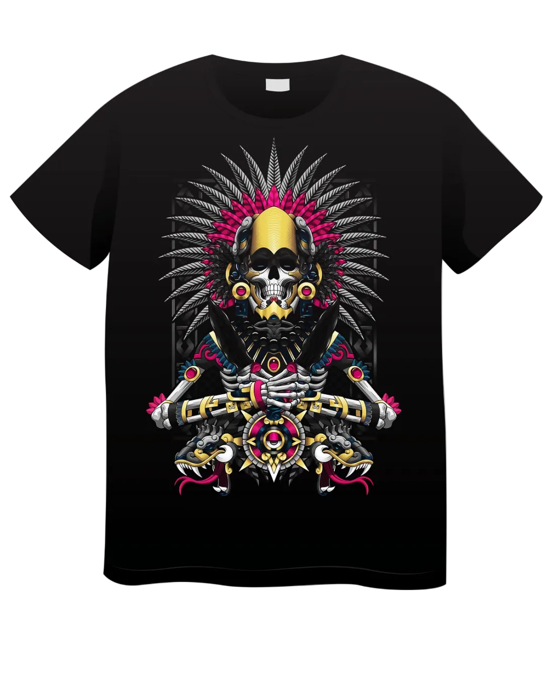 Calavera con penacho y cuchillos de obsidiana